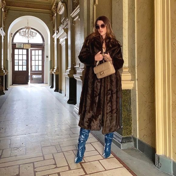 NWT RARE LONG FAUX FUR COAT ZARA CHOCOLATE BROWN - Picture 2 of 12